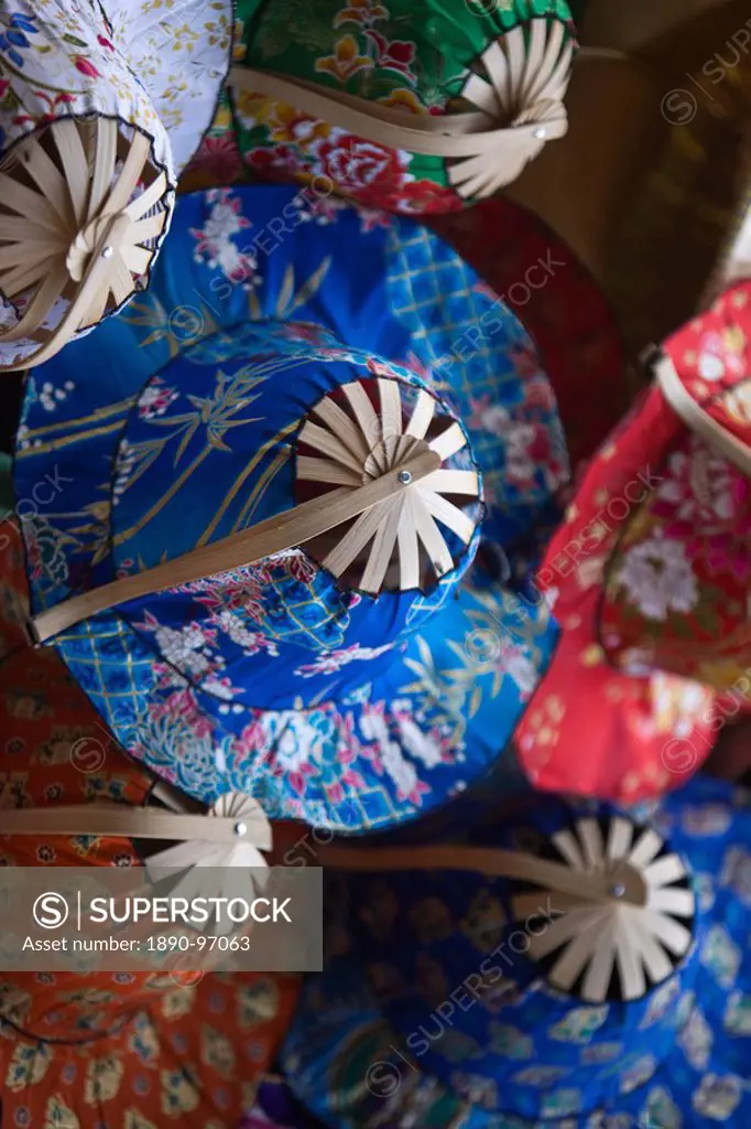 Hats on a stall, Chiang Mai, Thailand, Southeast Asia, Asia