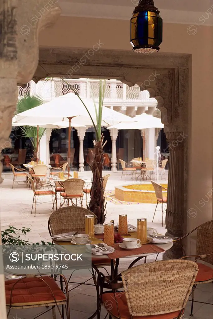 Dining area, Usha Kiran Palace Hotel, Gwalior, Madhya Pradesh state, India, Asia