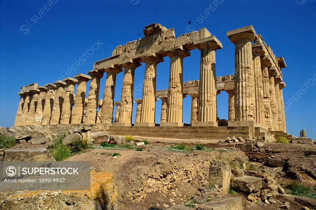 Ruins of the Greek temples at Selinunte on the island of Sicily, Italy, Europe