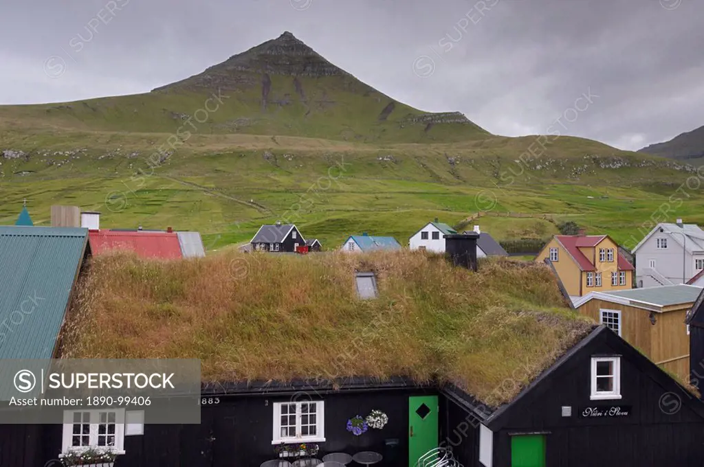 Gjogv, picturesque village in the north of Eysturoy, Faroe Islands Faroes, Denmark, Europe