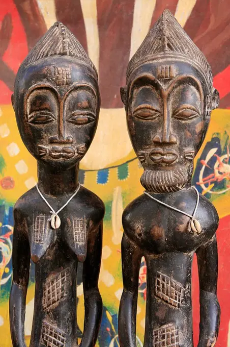 African statues, Saint Louis, Senegal, West Africa, Africa
