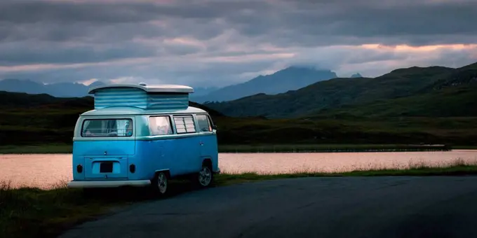 Camper van, Isle of Skye, Inner Hebrides, Scotland, United Kingdom, Europe