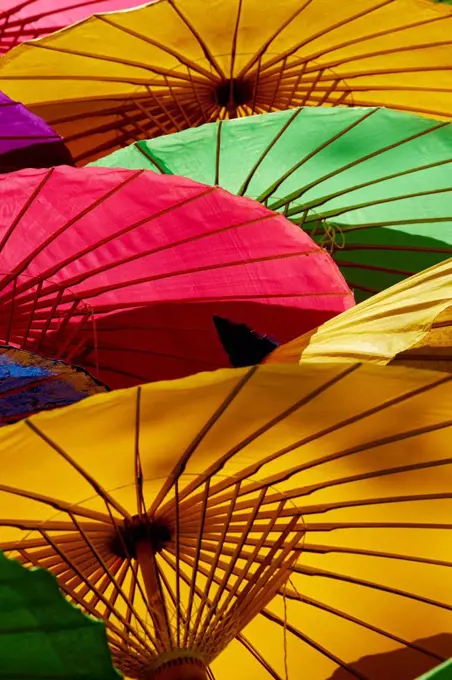 Umbrellas at Borsang Handicraft Village, Chiang Mai, Thailand, Southeast Asia, Asia