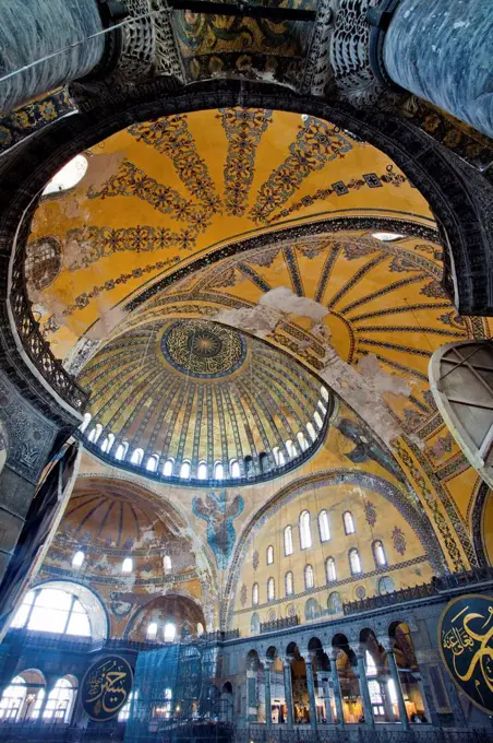 Byzantine architecture of Aya Sofya Hagia Sophia, constructed as a church in the 6th century by Emperor Justinian, a mosque for years, now a museum, U...
