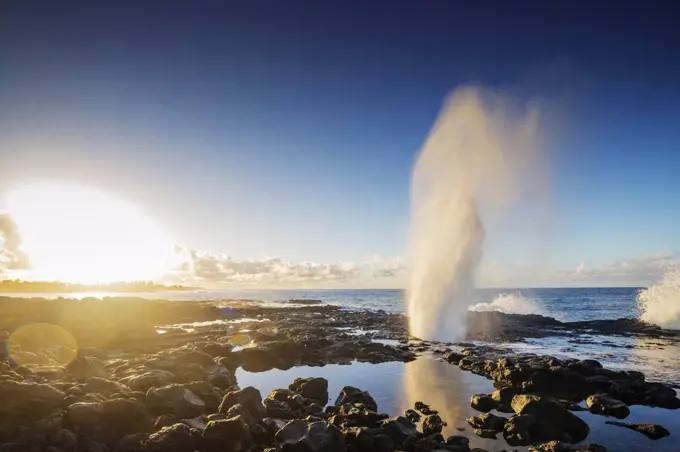Poipu, blow hole, Kauai Island, Hawaii, United States of America, North America