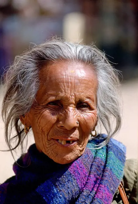 An elderly woman in Nepal.