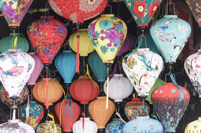 ColoRoyaltyFreeul lanterns on sale in the old town of Hoi An, Vietnam, Indochina, Southeast Asia, Asia