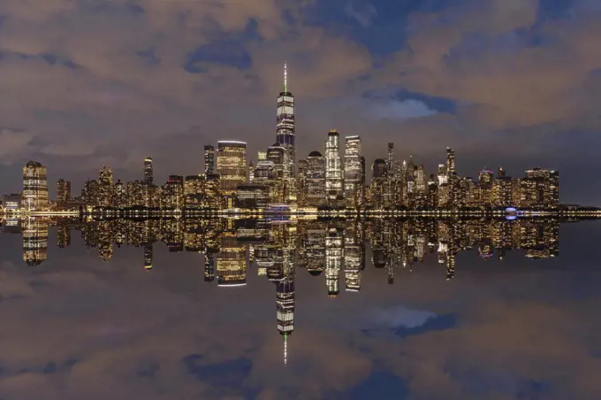 View from Jersey City of Lower Manhattan with the One World Trade Center, New York City, New York State, United States of America, North America