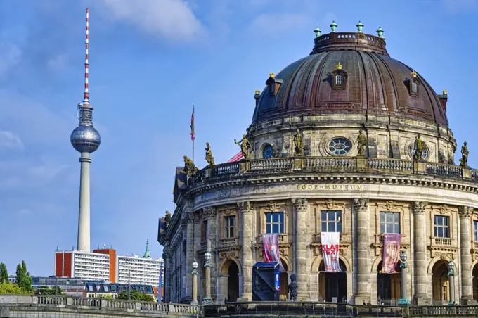 Bode Museum and Berlin Television tower, Museum Island, UNESCO World Heritage Site, Berlin Mitte district, Berlin, Germany, Europe
