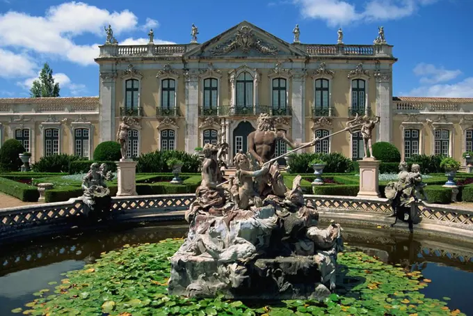 Fountain in front of the Queluz Palace in Lisbon, Portugal, Europe