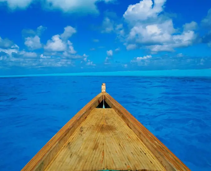 Boat on the Pacific Ocean, Bora Bora, Tahiti, Society Islands, French Polynesia, Pacific