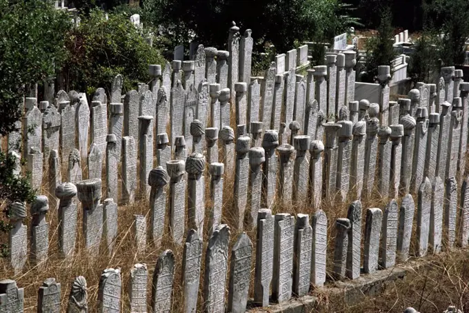 Tombstones, Ottoman graveyard, Istanbul, Turkey, Europe