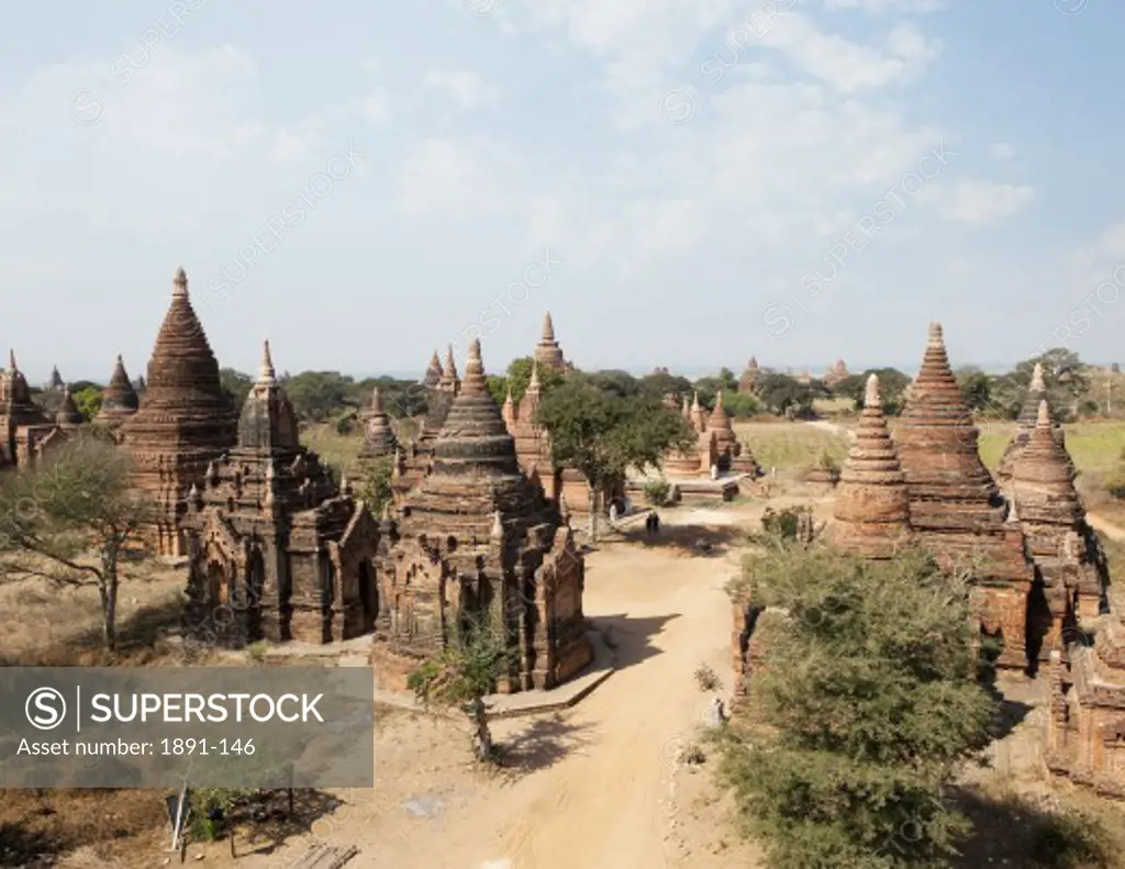 Temples on a landscape, Bagan Temple, Bagan, Myanmar