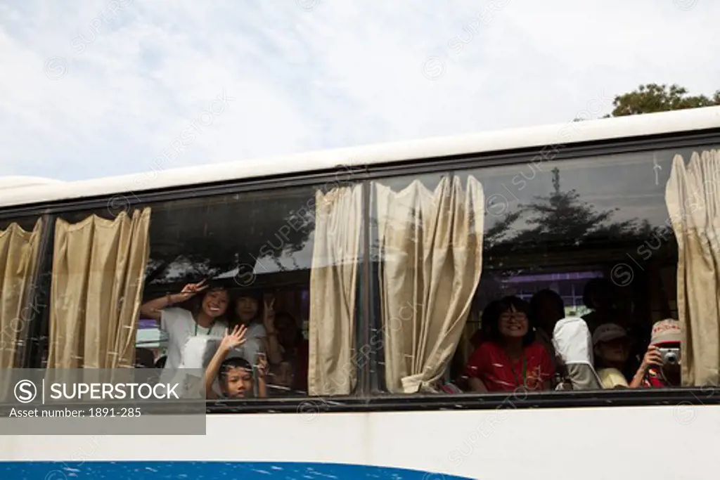 Children in a tour bus, Xi'an, Shaanxi Province, china
