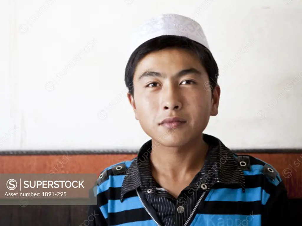 Close-up of a teenage boy, Tibet,