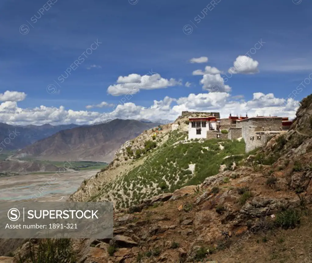 Temple on a hill, Tibet,