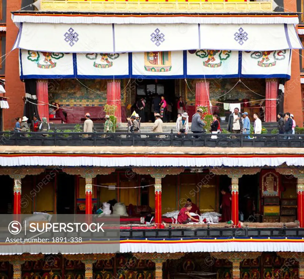 People at a temple, Tashilhunpo Monastery, Shigatse, Tibet,