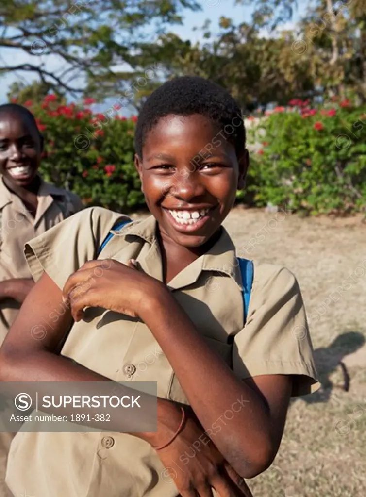 Portrait of schoolboys smiling, Jamaica