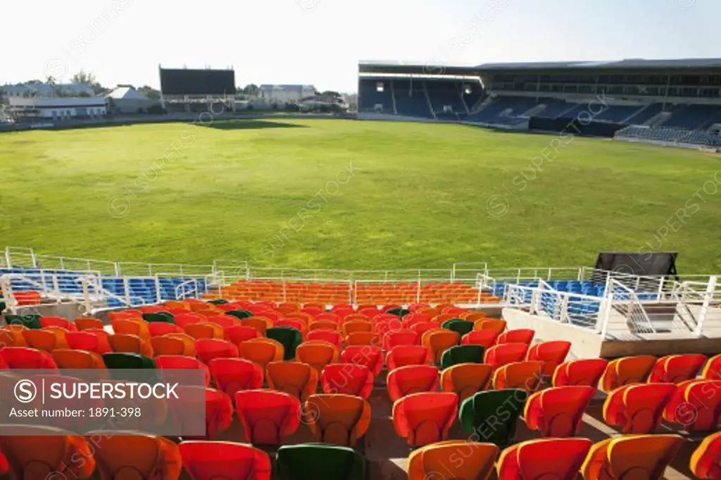 Empty seats in a cricket stadium, Jamaica