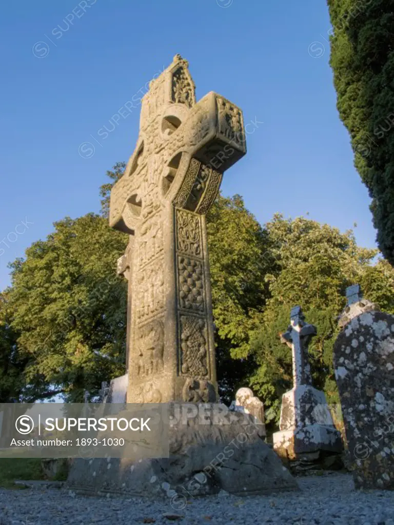 Ireland, County Louth, Muiredach's Cross in historic ruins of Monasterboice