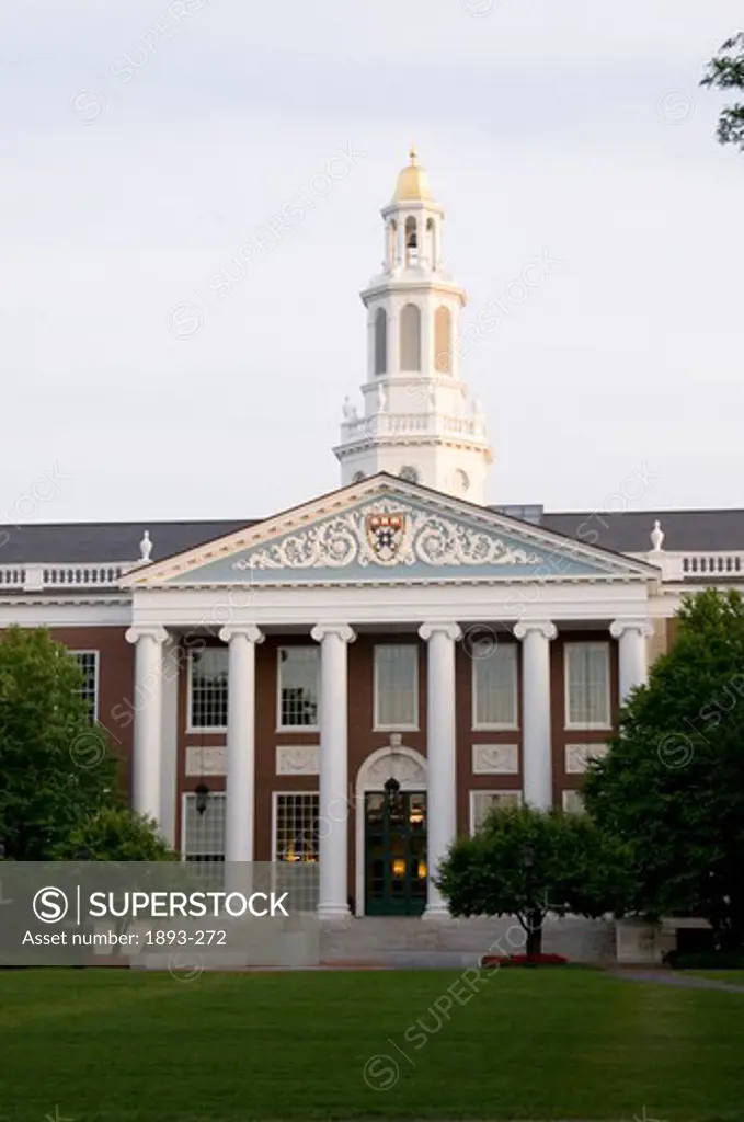 Facade of a library, Baker Library, Harvard Business School, Harvard University, Cambridge, Massachusetts, USA