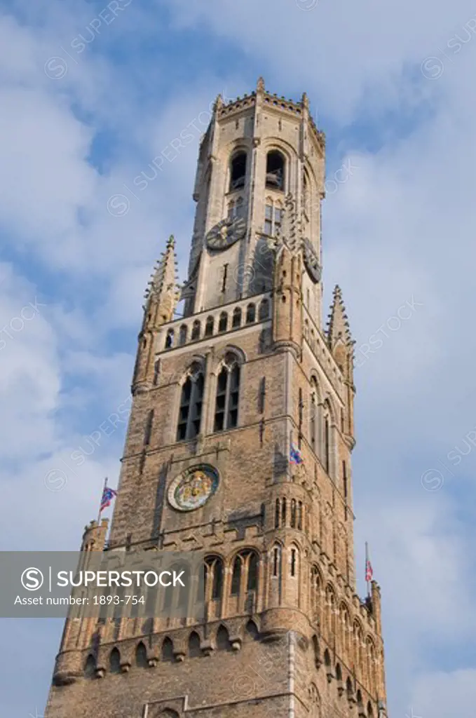 Belgium, Bruges, Low angle view of Belfort Tower