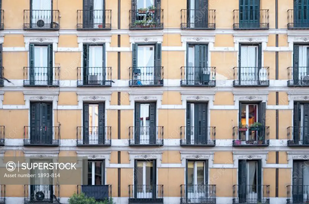 Spain, Madrid, Facade of residential building