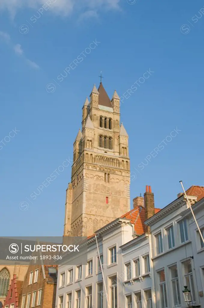 Low angle view of a church, Sint-Salvator Cathedral, Market Square, Bruges, West Flanders, Flemish Region, Belgium