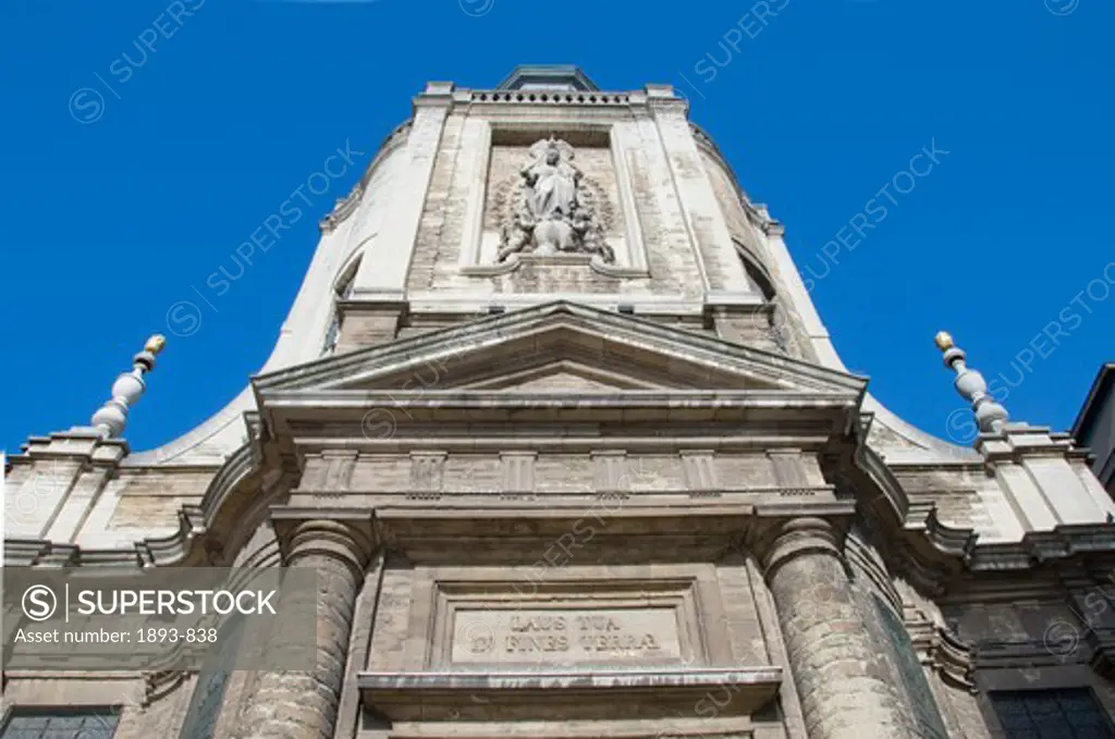 Architectural details of a church, Notre-Dame du Finistere Church, Rue Neuve, Brussels, Belgium