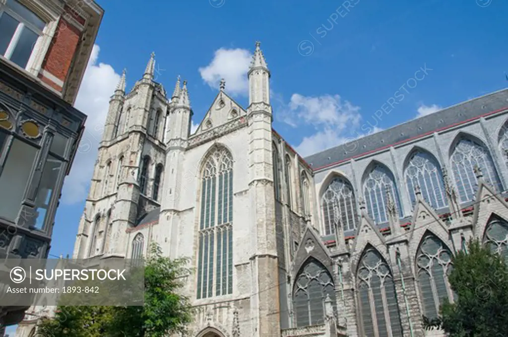 Low angle view of a church, Saint Bavo Cathedral, Ghent, East Flanders, Flemish Region, Belgium