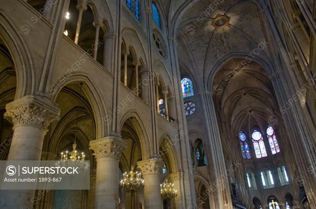 Interiors of a church, Notre Dame de Paris, Paris, Ile-de-France, France