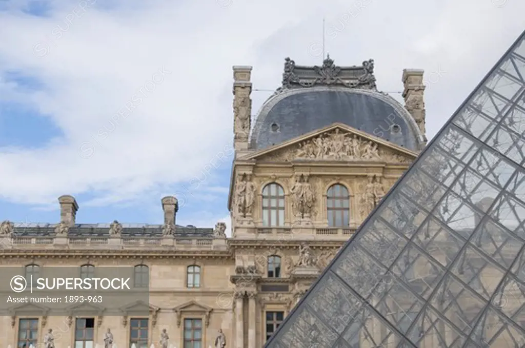 France, Paris, Courtyard of the Louvre Art Museum