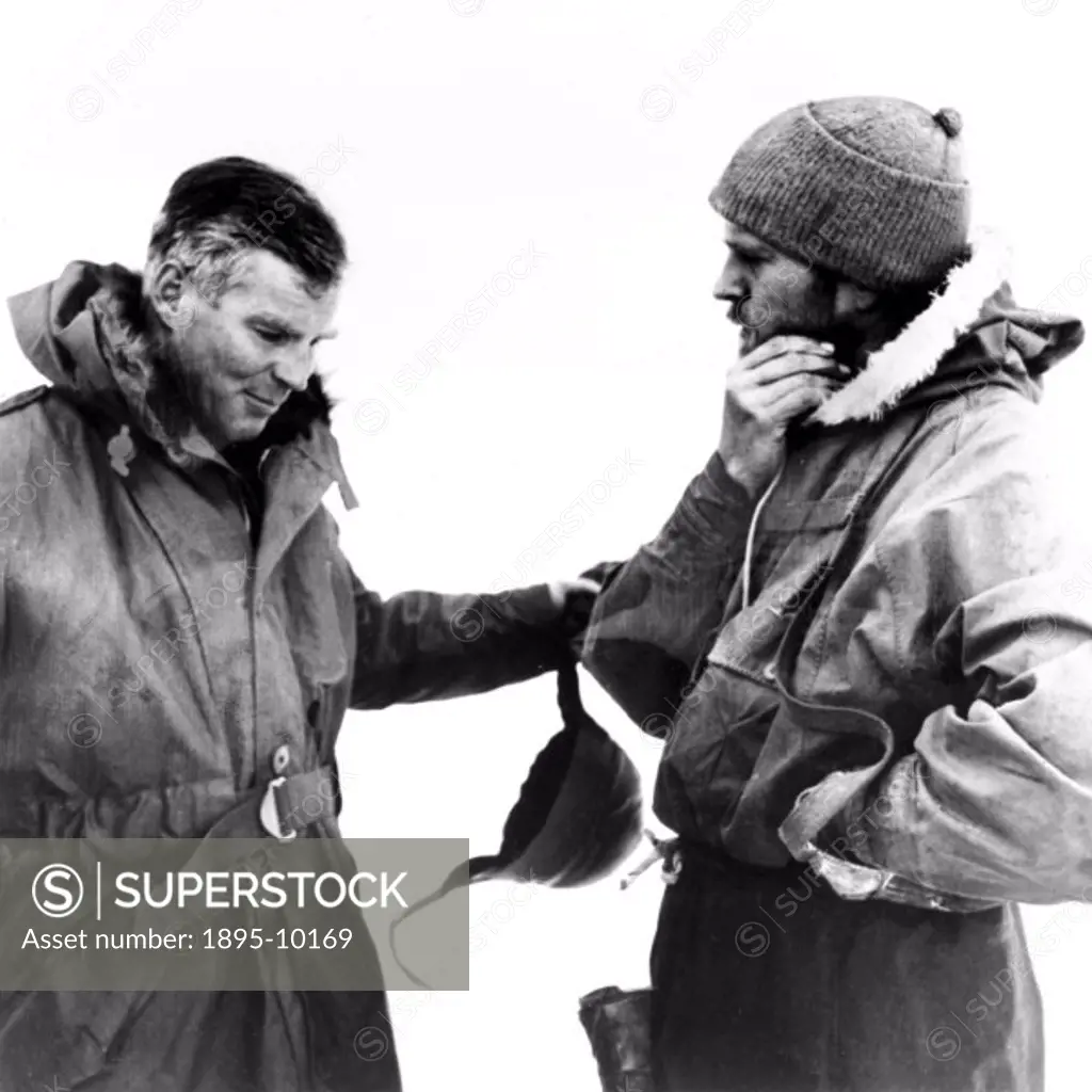 Lt Cmdr Dalgleish and Sir Vivian Ernest Fuchs (1908-1999), probably pictured during the first surface crossing of Antarctica  that took place in 1957-...