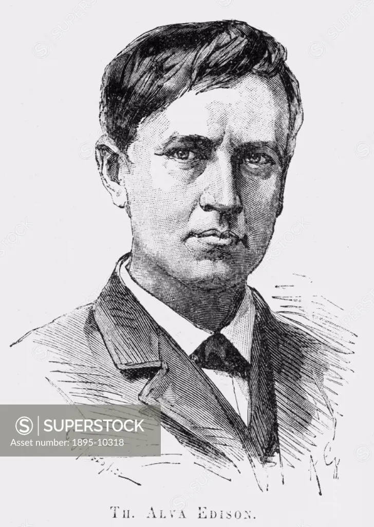 Engraving. Thomas Alva Edison (1847-1931) was a prolific American inventor who registered over 1000 patents. His inventions include the automatic tele...
