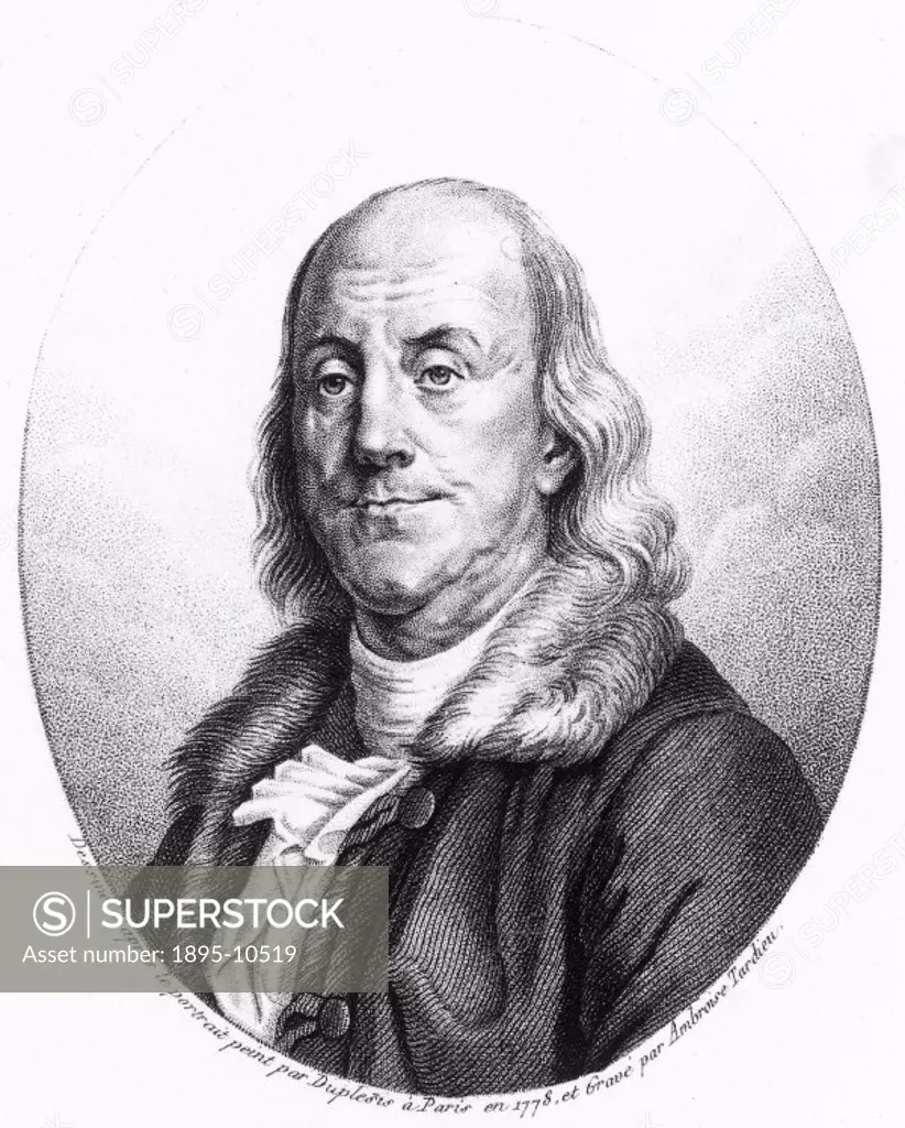 Engraving by Tardieu after Duplesis. Benjamin Franklin (1706-1790) trained as a printer, first in his family´s firm in Boston, and later in England. H...