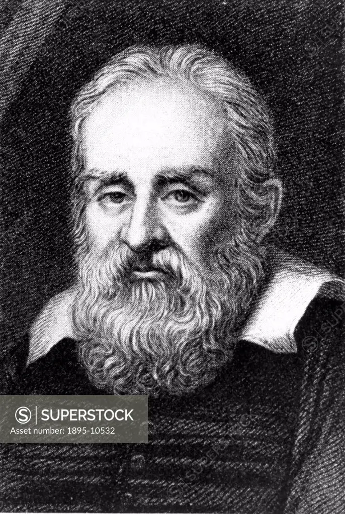 Portrait by Ramsay. One of the greatest scientists of all time, Galilileo Galileo (1564- 1642) discovered Jupiter´s moons and the laws governing falli...