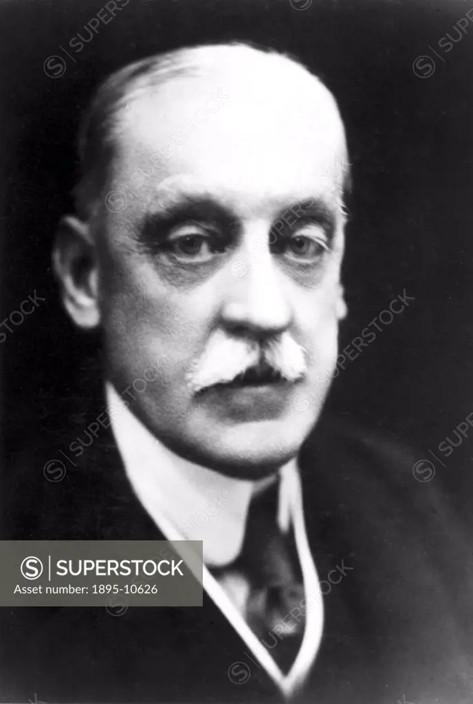 Photograph. Sir Robert Abbott Hadfield (1858-1940) was a pioneer in alloy steels. Taking over the family firm at 24, Hadfield did extensive research i...