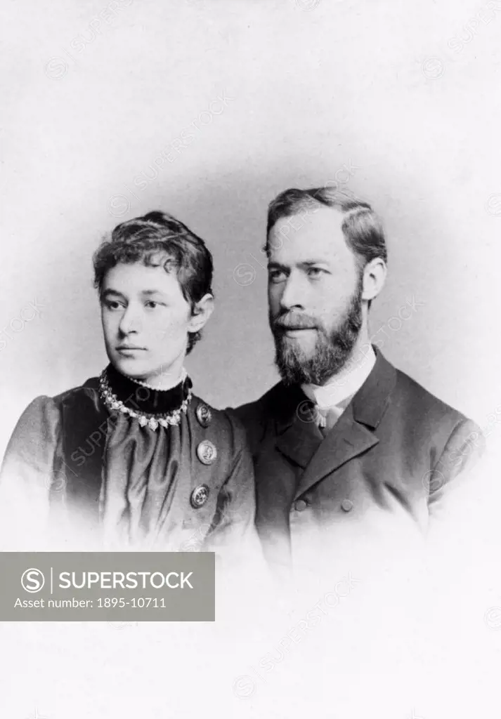 Photograph with Heinrich Hertz with his wife, Elizabeth, at the time of their marriage. Hertz (1857-1894) discovered ´Hertzian waves´ (electromagnetic...