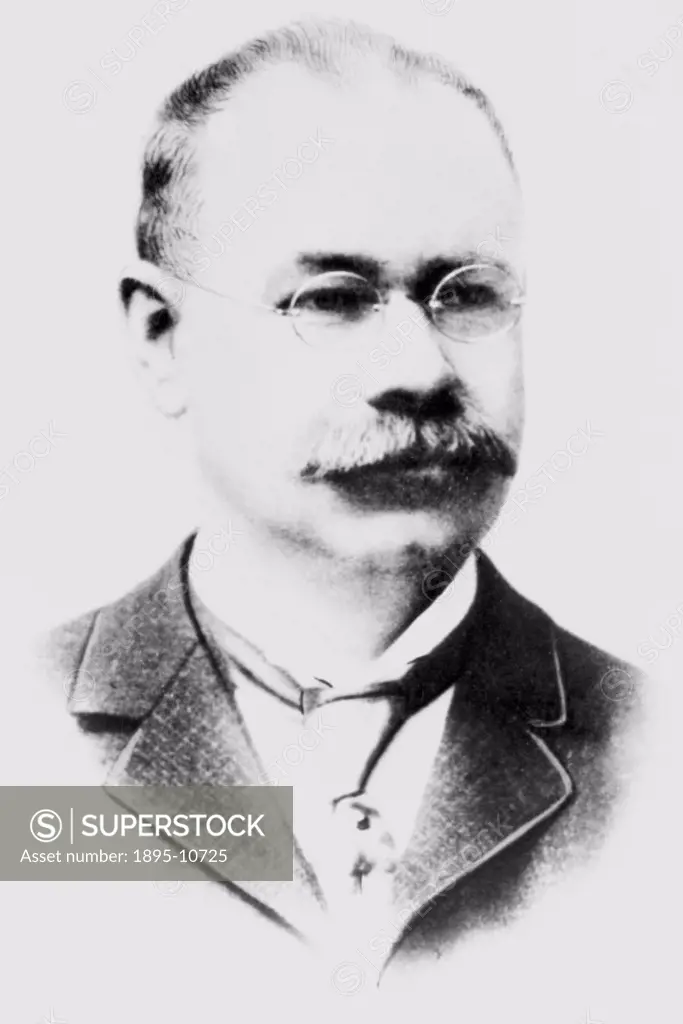 Photograph. Herman Hollerith (1860-1929) invented a mechanised system for recording data using the punched card device introduced by J M Jacquard.  Fo...