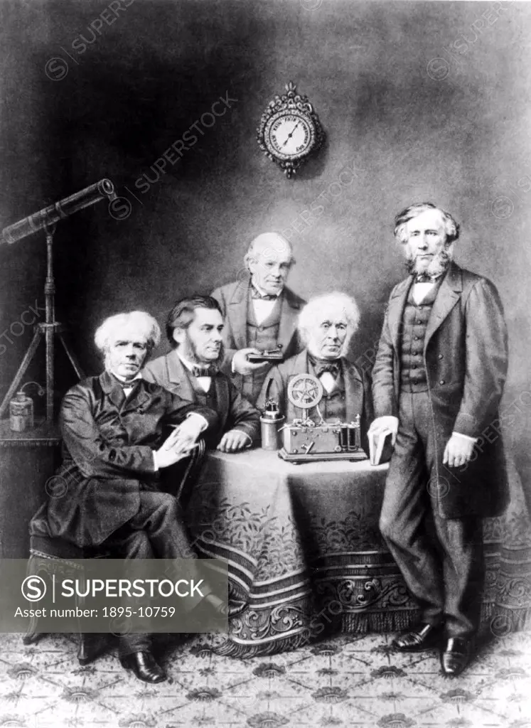 ´Pictured (from left to right) are Michael Faraday (1791-1867), discoverer of the principles of the electric motor and dynamo; John Tyndall (1820-1893...