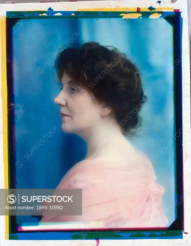 Three-colour carbon print showing the English actress, Lena Ashwell 1872-1957  The laborious three-colour process was the means of producing high qual...