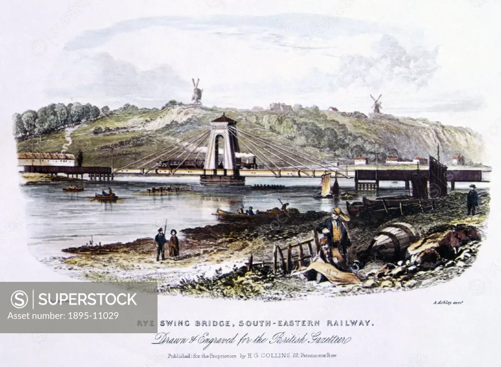 Colour print reproduction by Hutton Hartley Ltd, Manchester. It is one of a series of twelve reproduction prints of Historic Railway Bridges and Viad...