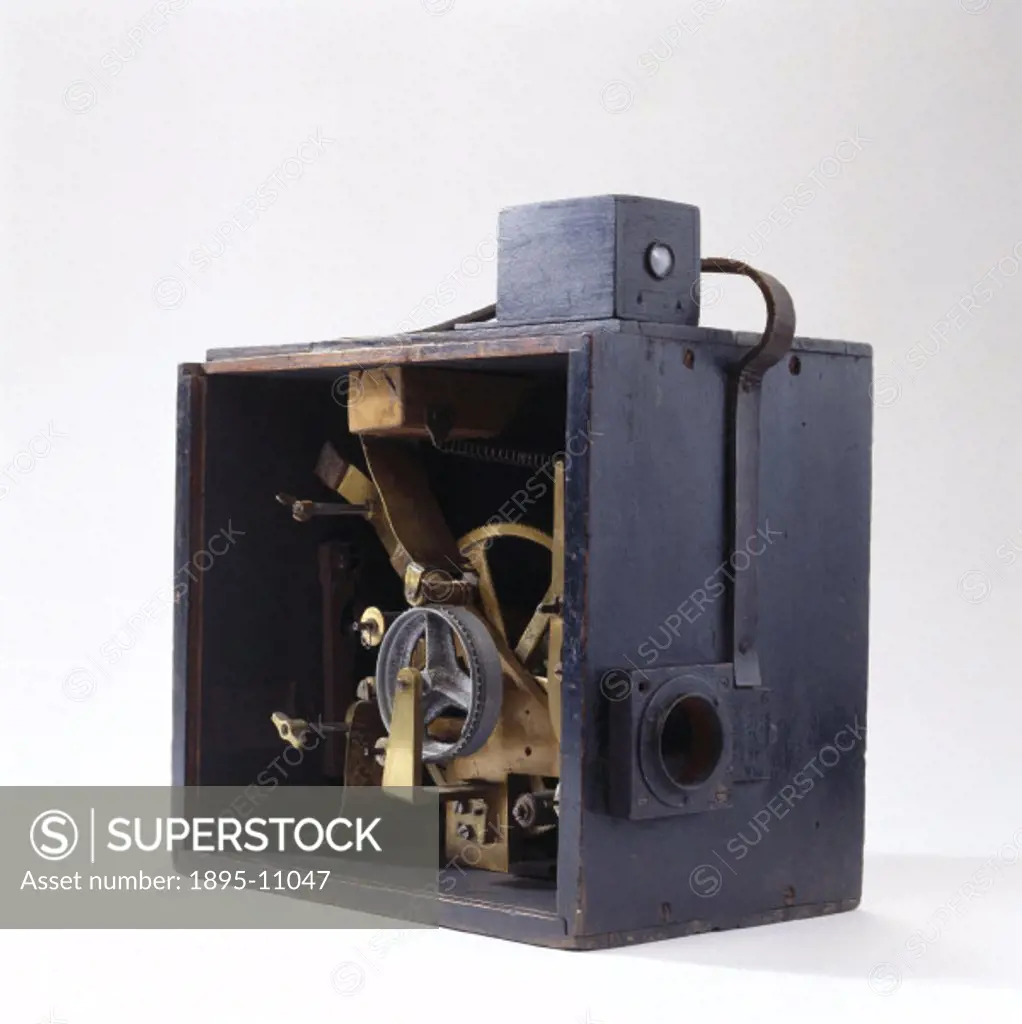 Cinematograph camera with intermittent ´dog motion for 35mm film, 1897-8.This Cinematograph camera was made by Birt Acres (1854-1918). Acres worked b...