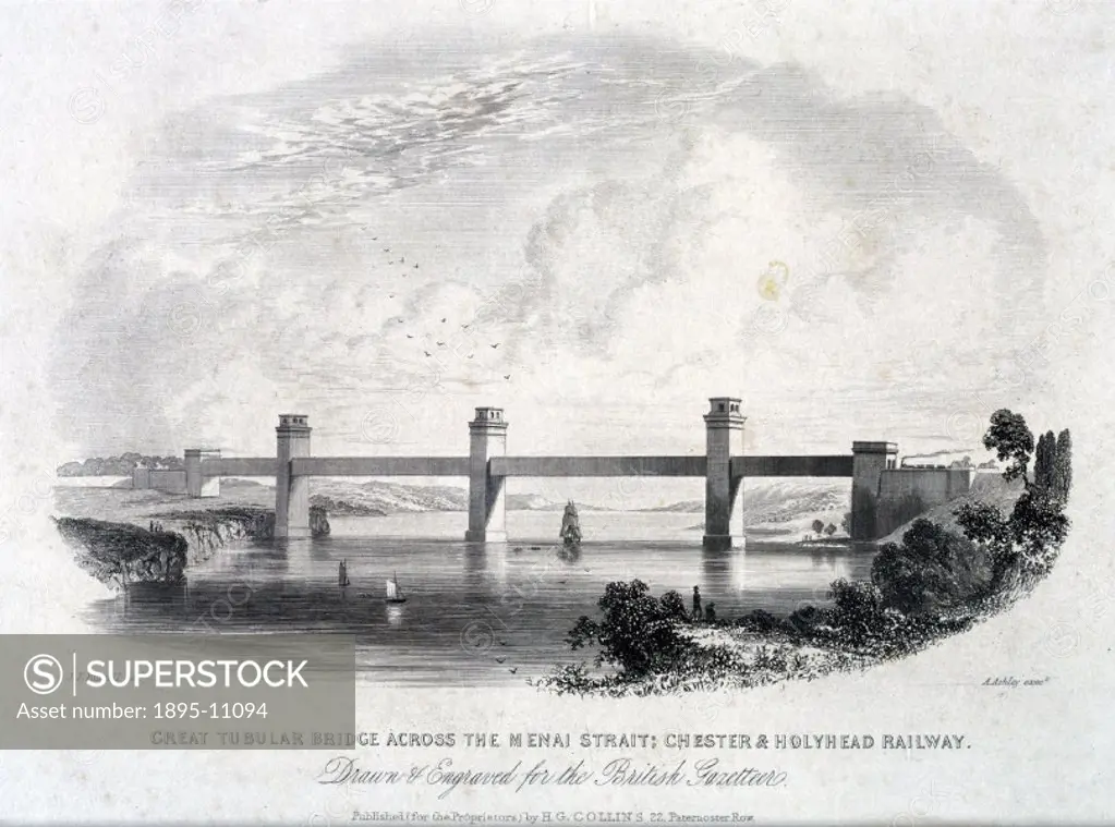 Colour print reproduction by Hutton Hartley Ltd, Manchester. It is one of a series of twelve reproduction prints of Historic Railway Bridges and Viad...
