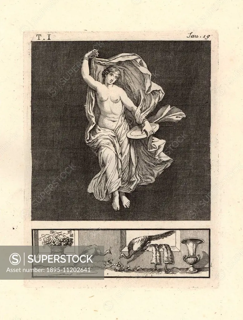 Painting removed from a wall of a room, possibly a triclinium or dining room, in a house in Pompeii in 1749. It shows Venus, or a dancer or bacchant r...