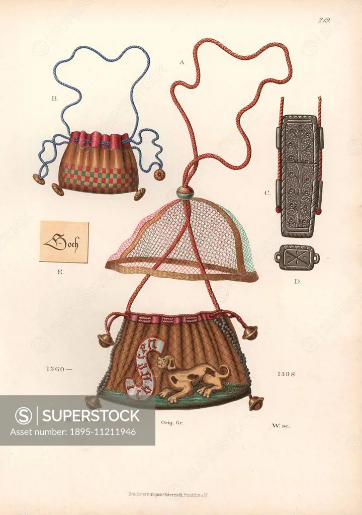 Chromolithograph from Hefner-Alteneck's Costumes, Artworks and Appliances from the early Middle Ages to the end of the 18th Century, Frankfurt, 1883. ...