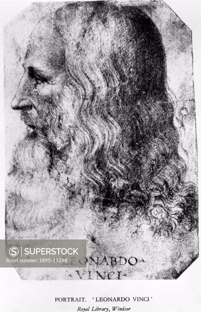 Self-portrait of da Vinci´s profile. Leonardo da Vinci (1452-1519) was an Italian painter, sculptor, architect, engineer and inventor of the Renaissan...