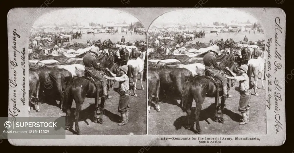 Stereoscope photograph by B L Lingley published by the Keystone View Company. The Second Boer War (1899-1902) was the first war to be covered comprehe...