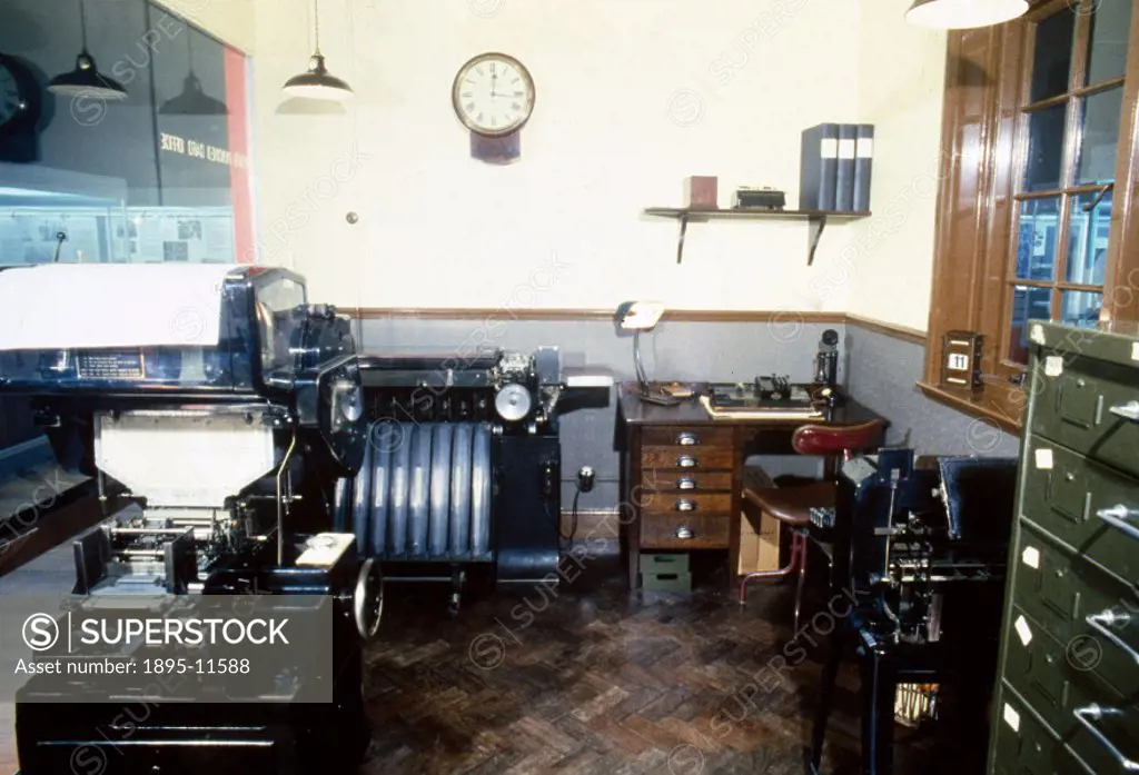 Reconstruction of a typical punched card office of the 1930s containing full-scale replica punched card accounting equipment at the Science Museum in ...