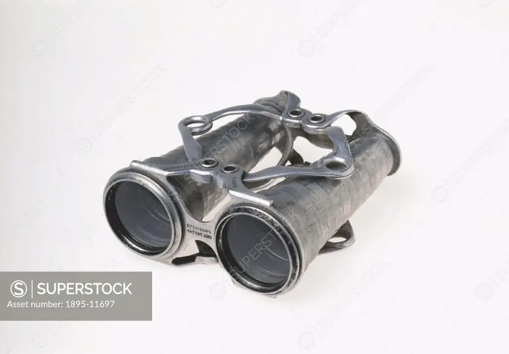Folding binoculars issued to British officers serving in the Boer War (1899-1902). Made by Aitchison & Company, London, these collapsible binoculars w...
